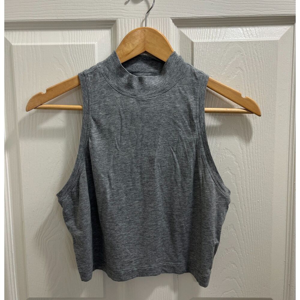 Lululemon Kitsilano Mock Tank Heathered Medium Grey 4-6 Athletic Workout - Picture 3 of 9